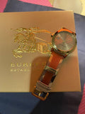Burberry The City Gold Dial Orange Leather Strap Watch for Women - BU9016 Buy Now By Burberry