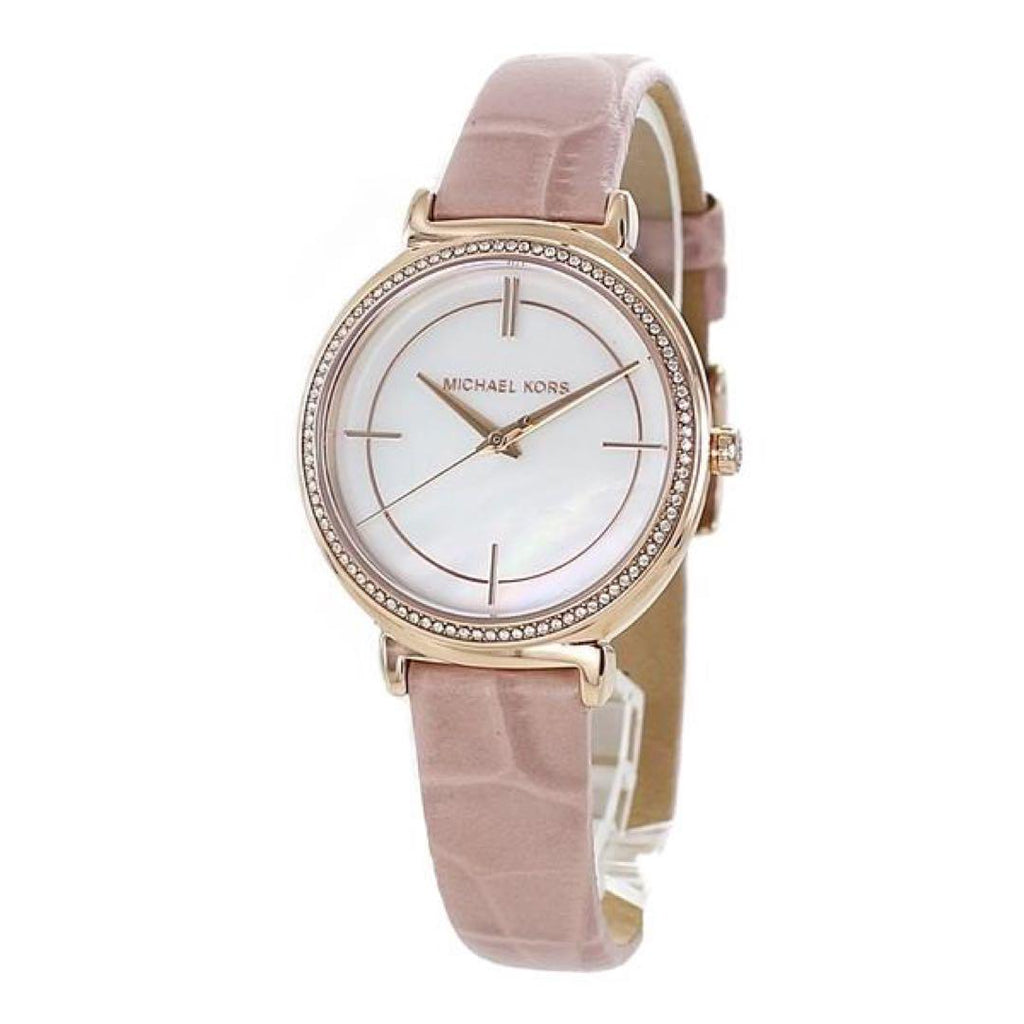 Michael Kors Cinthia Mother of Pearl Dial Pink Leather Strap Watch for Women - MK2663 Buy Now By Michael Kors