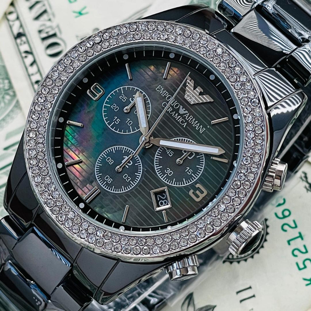 Emporio Armani Ceramica Black Dial Black Ceramic Strap Watch For Men - AR1455 Buy Now By Emporio Armani