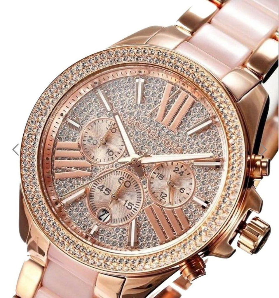 Michael Kors Wren Crystals Rose Gold Dial Rose Gold Steel Strap Watch for Women - MK6096 Buy Now By Michael Kors