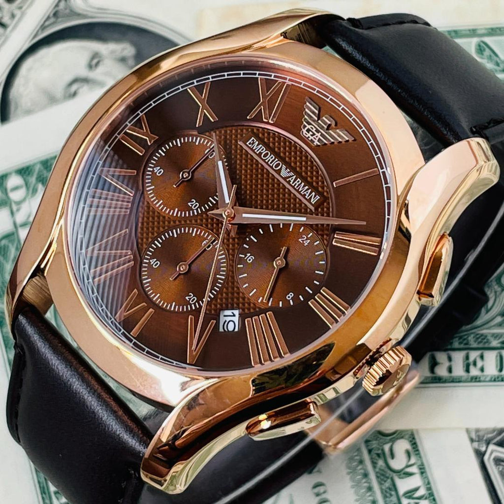 Emporio Armani Chronograph Brown Dial Brown Leather Strap Watch For Men - AR1701 Buy Now By Emporio Armani
