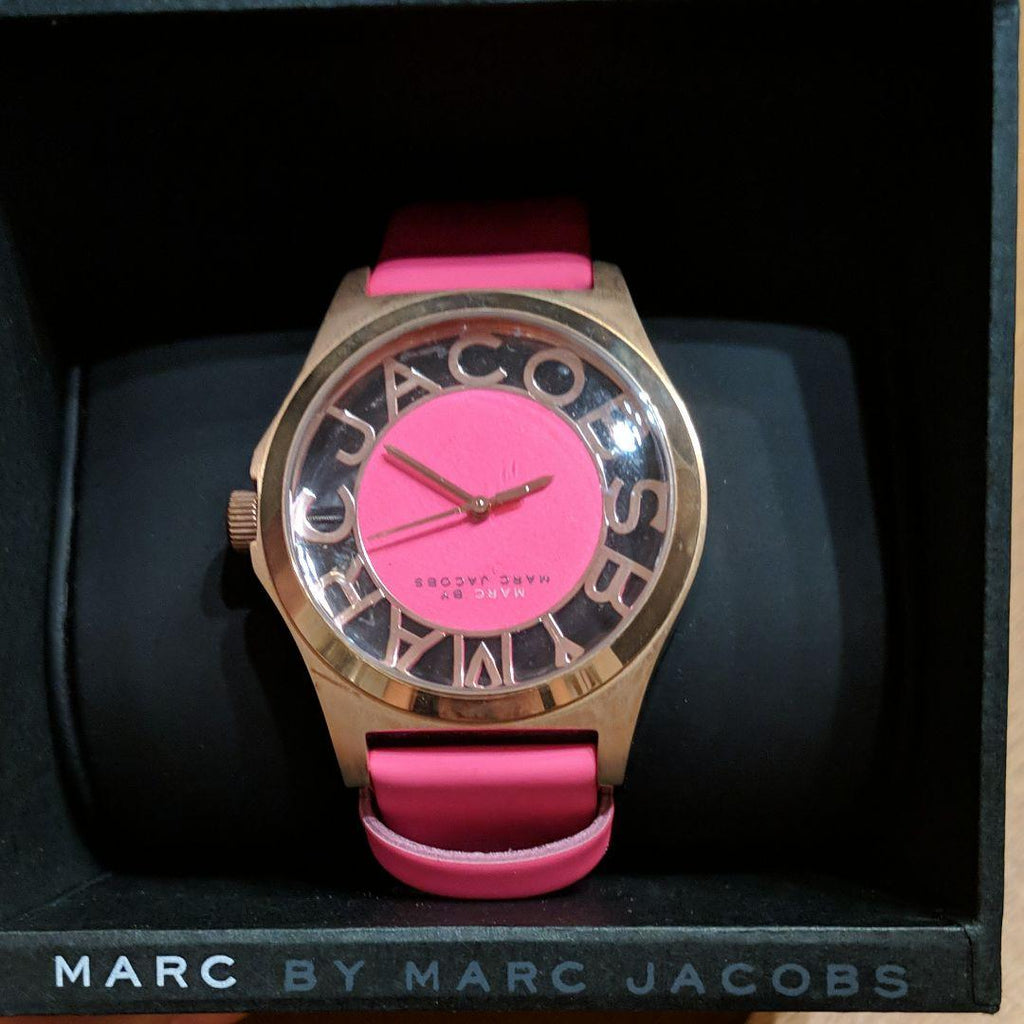 Marc Jacobs Henry Skeleton Pink Dial Pink Leather Strap Watch for Women - MBM1243 Buy Now By Marc Jacobs