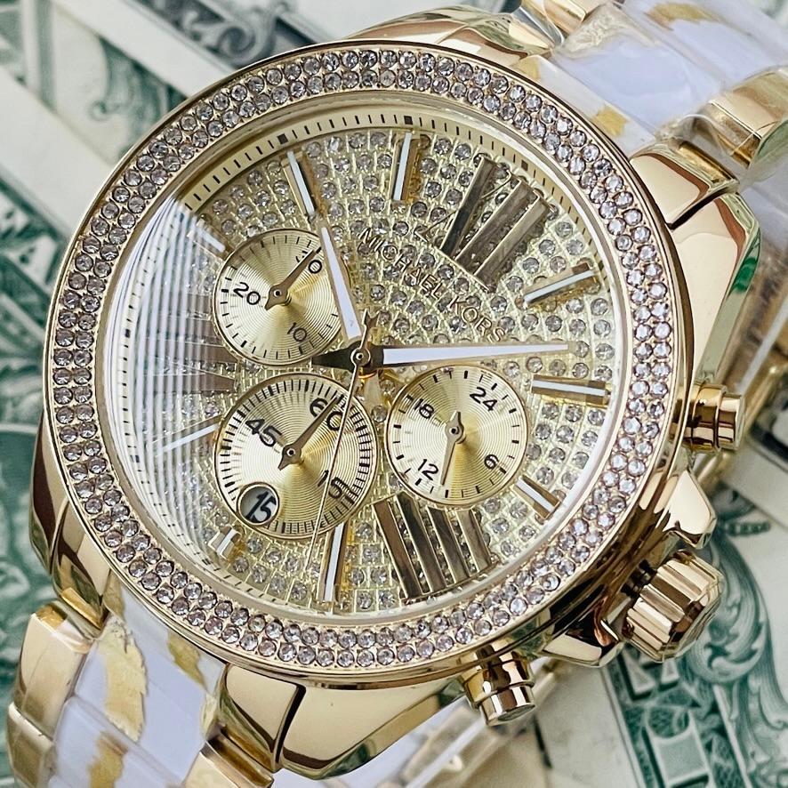 Michael Kors Wren Diamonds Gold Dial Two Tone Steel Strap Watch for Women - MK6157 Buy Now By Michael Kors