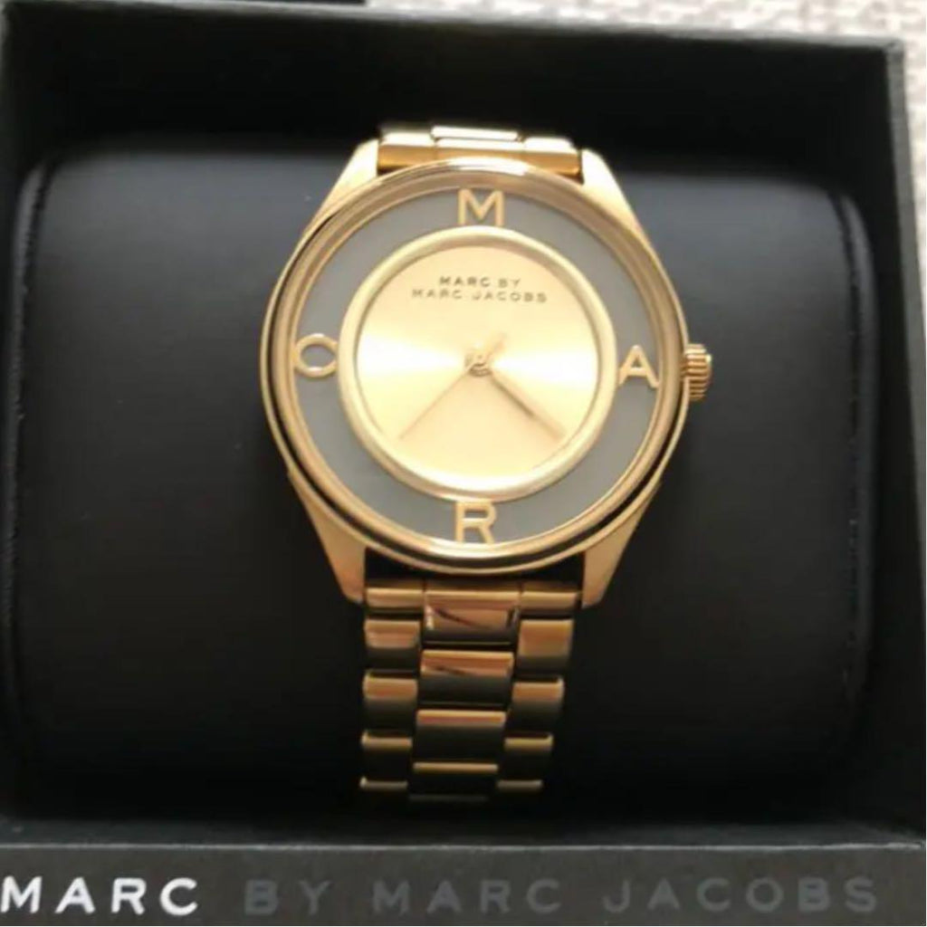 Marc Jacobs Marc Tether Transparent Gold Dial Gold Steel Strap Watch for Women - MBM3413 Buy Now By Marc Jacobs