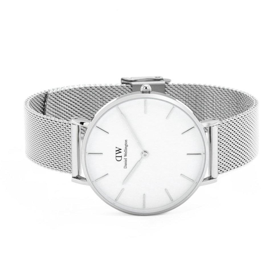 Daniel Wellington Petite Sterling Quartz White Dial Silver Mesh Bracelet Watch For Men - DW00100306 Buy Now By Daniel Wellington