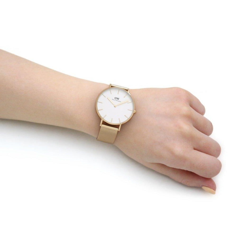 Daniel Wellington Classic Petite Evergold White Dial Gold Mesh Bracelet Watch For Women - DW00100346 Buy Now By Daniel Wellington