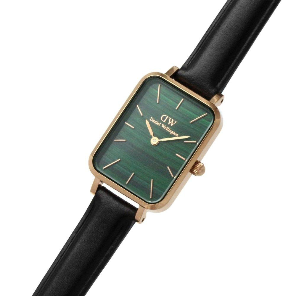 Daniel Wellington Quadro Pressed Sheffield Green Dial Black Leather Strap Watch For Women - DW00100439 Buy Now By Daniel Wellington