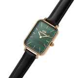 Daniel Wellington Quadro Pressed Sheffield Green Dial Black Leather Strap Watch For Women - DW00100439 Buy Now By Daniel Wellington
