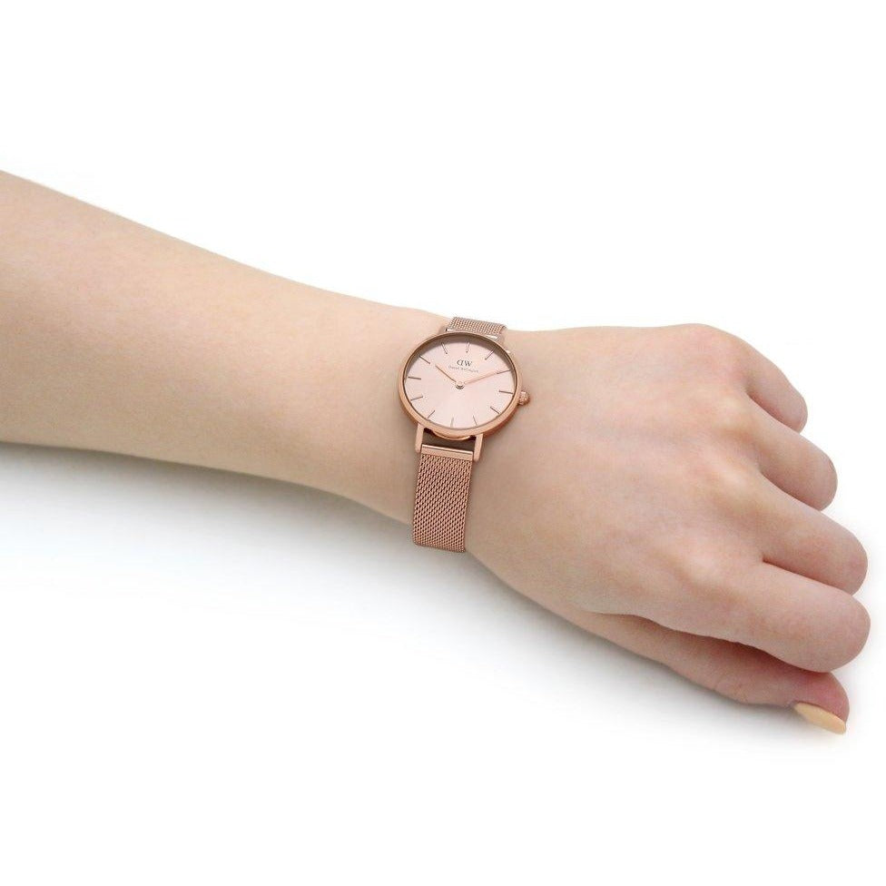 Daniel Wellington Petite Rose Gold Dial Rose Gold Mesh Bracelet Watch For Women - DW00100470 Buy Now By Daniel Wellington