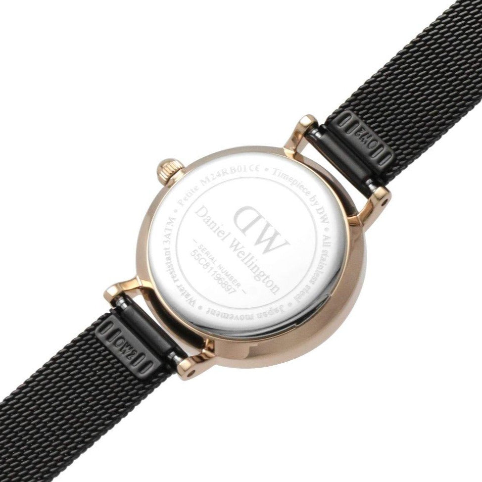 Daniel Wellington Classic Petite Pressed Ashfield Black Dial Black Mesh Bracelet Watch For Women - DW00100441 Buy Now By Daniel Wellington