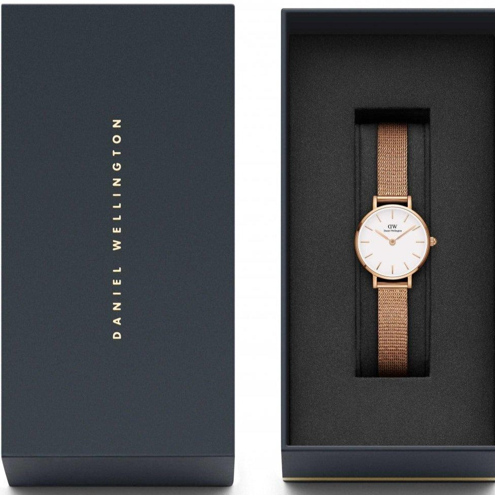 Daniel Wellington Petite Pressed Melrose White Dial Gold Mesh Bracelet Watch For Women - DW00100447 Buy Now By Daniel Wellington