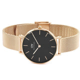 Daniel Wellington Classic Melrose Black Dial Rose Gold Mesh Bracelet Watch For Women - DW00100161 Buy Now By Daniel Wellington