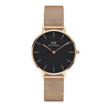Daniel Wellington Classic Melrose Black Dial Rose Gold Mesh Bracelet Watch For Women - DW00100161 Buy Now By Daniel Wellington
