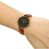 Daniel Wellington Petite St Mawes Black Dial Brown Leather Strap Watch For Women - DW00100169 Buy Now By Daniel Wellington
