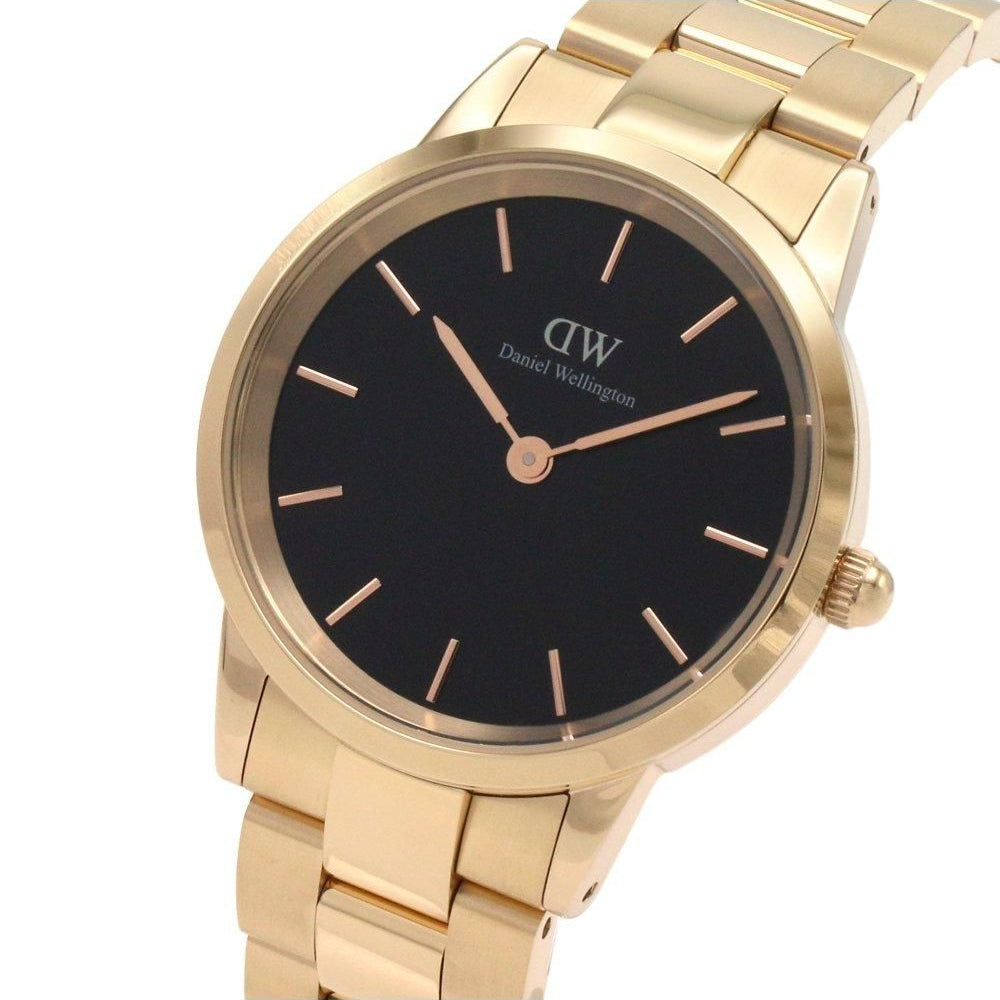 Daniel Wellington Iconic Link Black Dial Rose Gold Steel Strap Watch for Women - DW00100210 Buy Now By Daniel Wellington