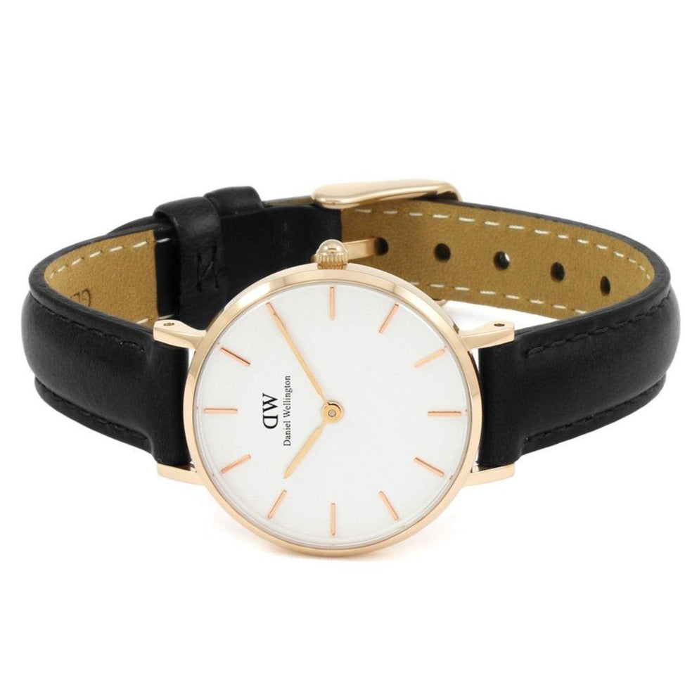 Daniel Wellington Classic Petite Sheffield White Dial Black Leather Strap Watch For Women - DW00100230 Buy Now By Daniel Wellington