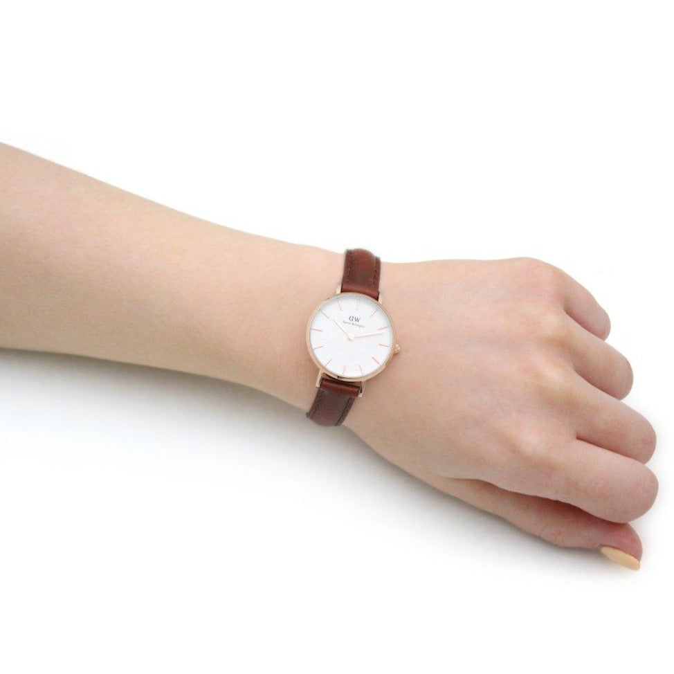 Daniel Wellington Classic Petite St Mawes White Dial Brown Leather Strap Watch For Women - DW00100231 Buy Now By Daniel Wellington