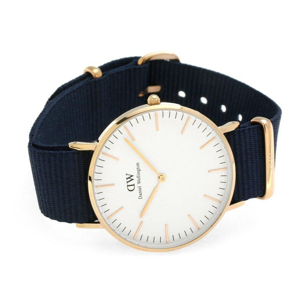 Daniel Wellington Classic Bayswater White Dial Navy Blue NATO Strap Watch For Women - DW00100279 Buy Now By Daniel Wellington
