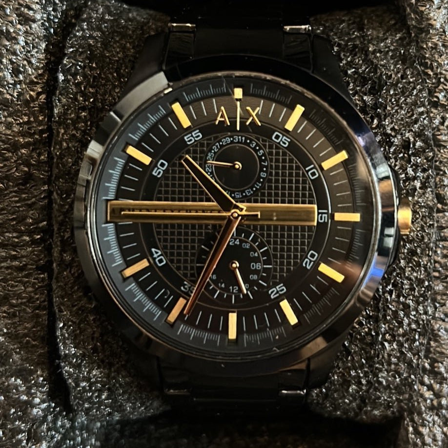 Armani Exchange Hampton Chronograph Black Dial Black Steel Strap Watch For Men - AX2121 Buy Now By Armani Exchange