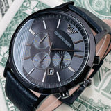 Emporio Armani Sportivo Chronograph Black Dial Black Leather Strap Watch For Men - AR2461 Buy Now By Emporio Armani