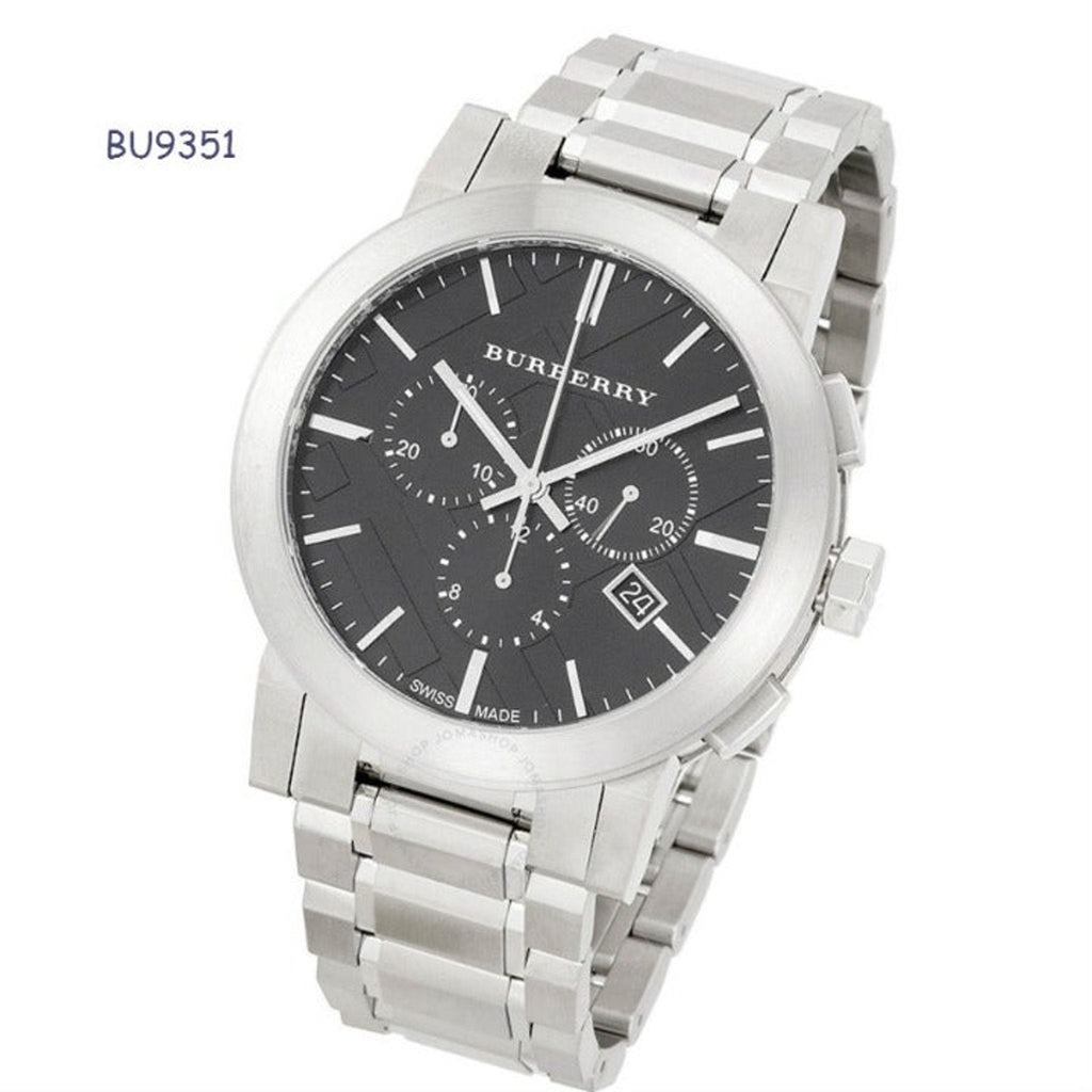 Burberry The City Black Dial Silver Steel Strap Watch for Men - BU9351 Buy Now By Burberry