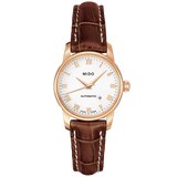 Mido Baroncelli III Automatic White Dial Brown Leather Strap Watch For Women - M7600.3.26.8 Buy Now By Mido