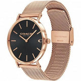 Coach Charles Black Dial Rose Gold Mesh Bracelet Watch for Men - 14602552 Buy Now By Coach