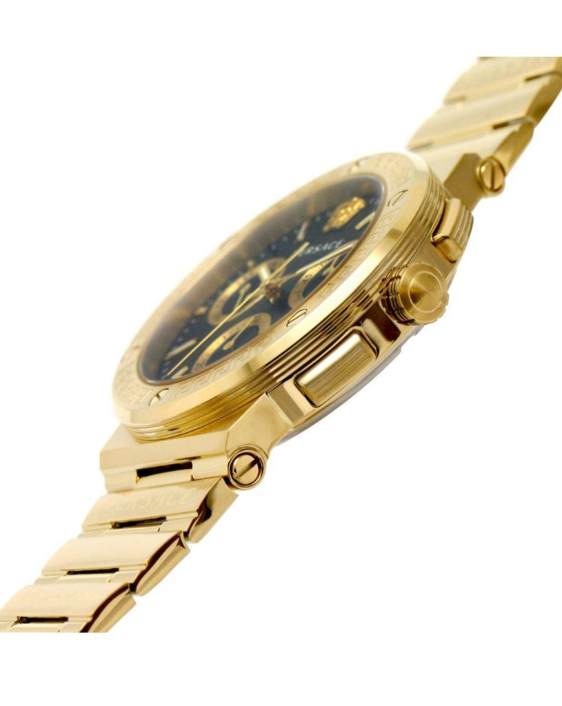 Versace Greca Chronograph Black Dial Gold Steel Strap Watch For Men - VEZ900421 Buy Now By Versace