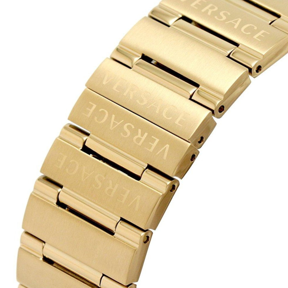 Versace Greca Chronograph Black Dial Gold Steel Strap Watch For Men - VEZ900421 Buy Now By Versace