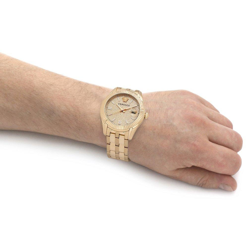 Versace Greca Time Quartz Gold Dial Gold Steel Strap Watch For Men - VE3K00522 Buy Now By Versace