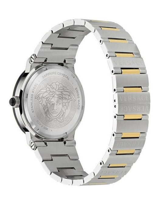 Versace Greca Logo Moonphase Black Dial Two Tone Steel Strap Watch for Men - VE7G00223 Buy Now By Versace
