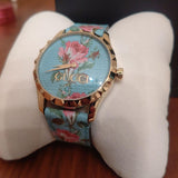 Gucci G Timeless Floral Turquoise Dial Turquoise Leather Strap Watch For Women - YA1264085 Buy Now By Gucci