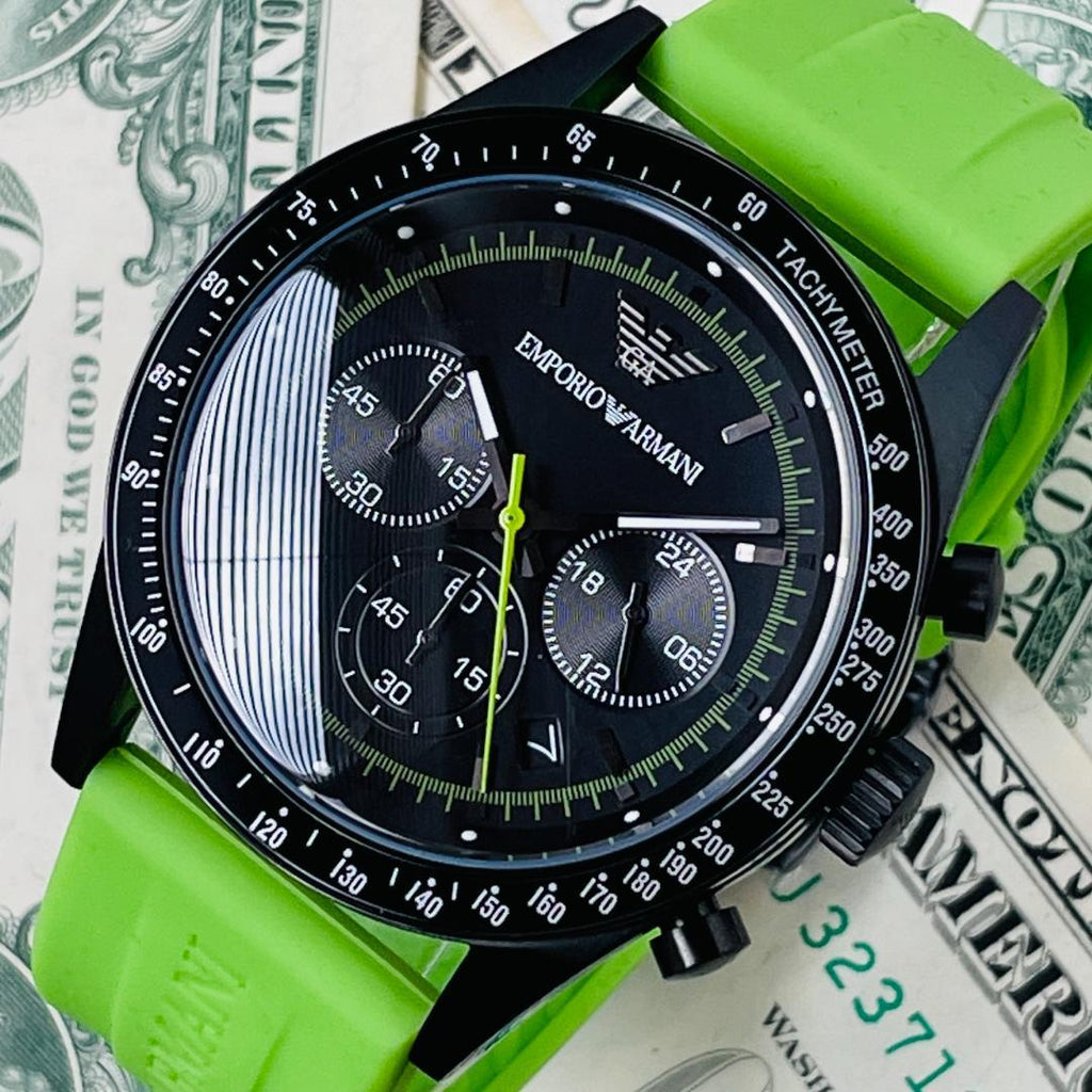 Emporio Armani Sports Analog Black Dial Green Rubber Strap Watch For Men - AR6115 Buy Now By Emporio Armani