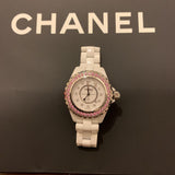 Chanel J12 Sapphire Bezel Ceramic White Dial White Steel Strap Watch for Women - J12 H2010 Buy Now By Chanel