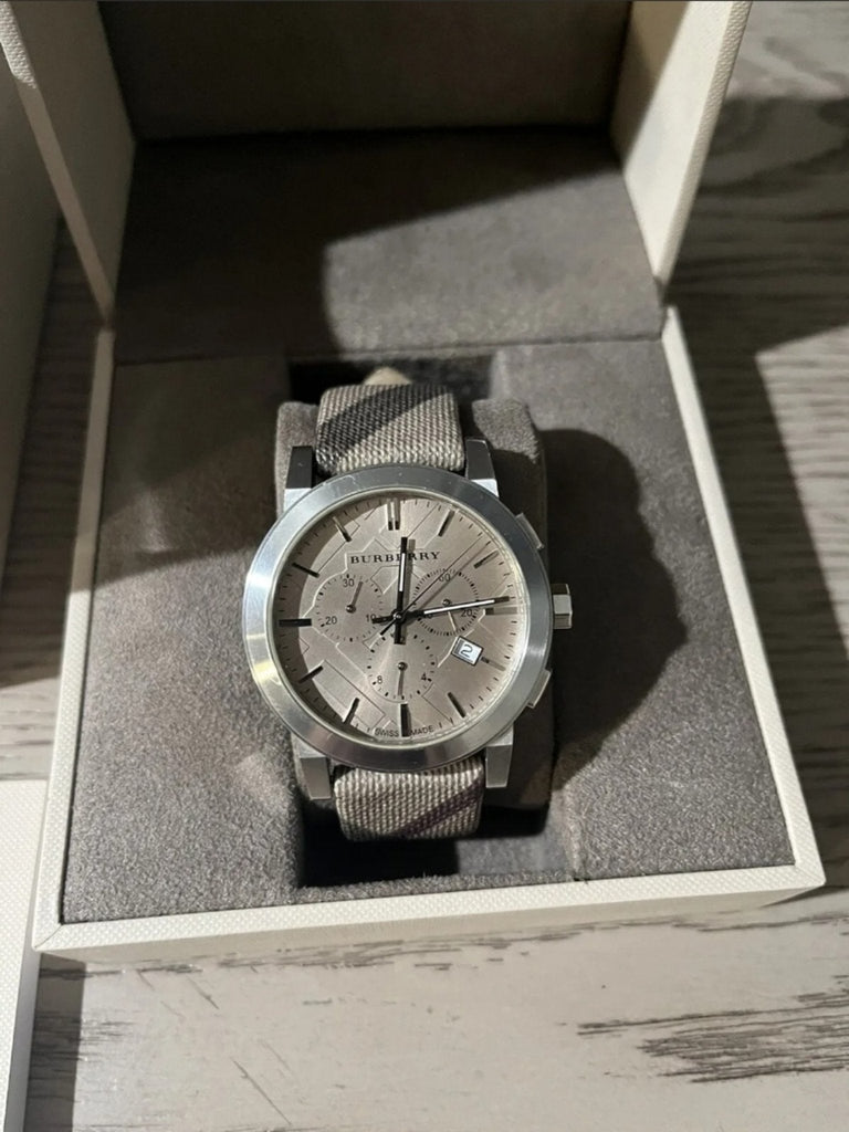 Burberry The City Smoke Dial Checked Brown Leather Strap Watch for Men - BU9358 Buy Now By Burberry