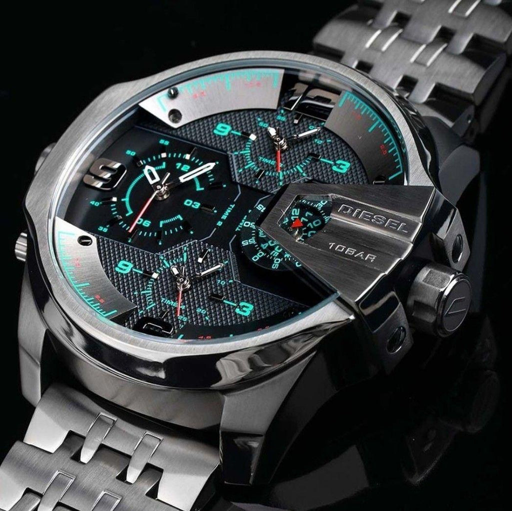 Diesel Uber Chief Black Dial Grey Stainless Steel Strap Watch For Men - DZ7372 Buy Now By Diesel