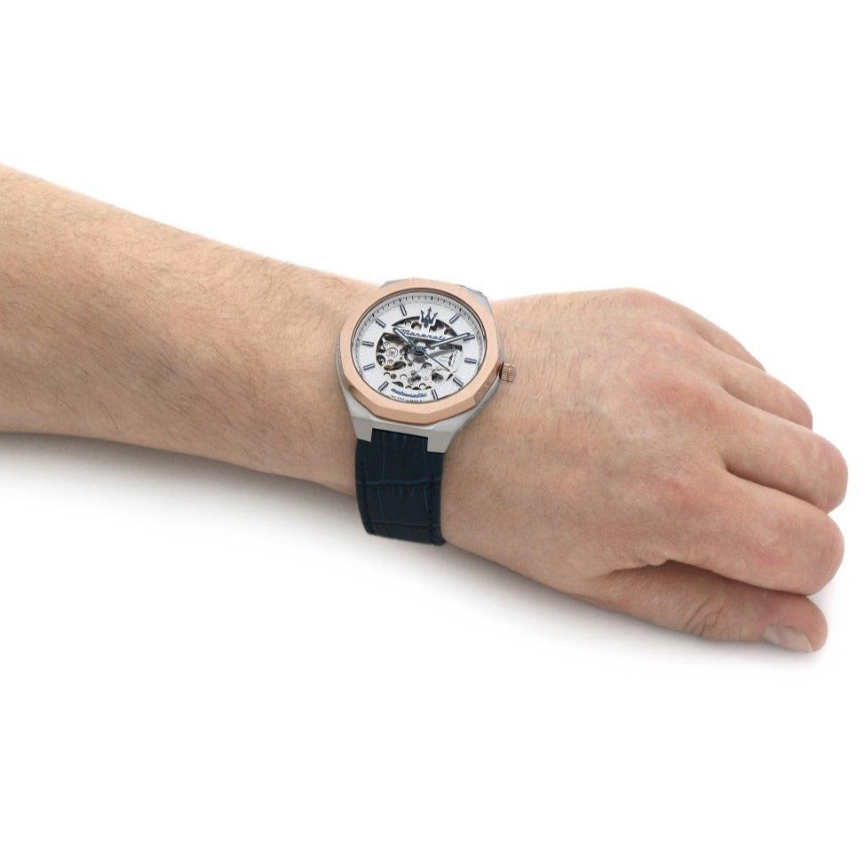 Maserati Stile Automatic Limited Edition White Dial Blue Leather Strap Watch For Men - R8821142001 Buy Now By Maserati