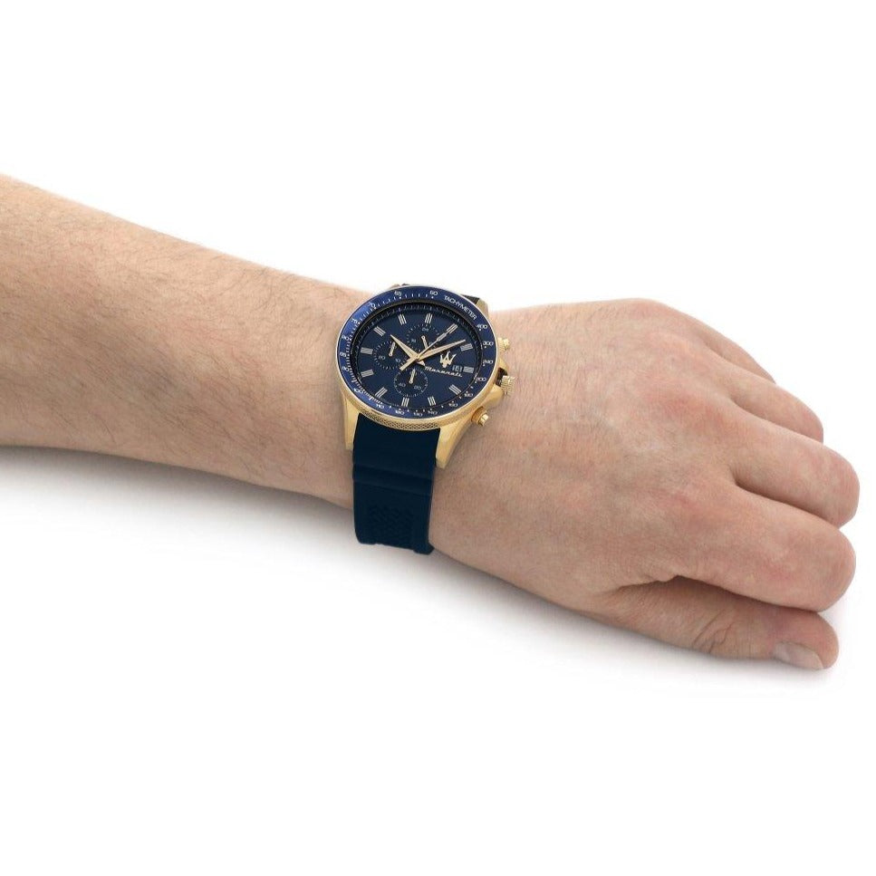 Maserati SFIDA Chronograph Blue Dial Blue Rubber Strap Watch For Men - R8871640004 Buy Now By Maserati