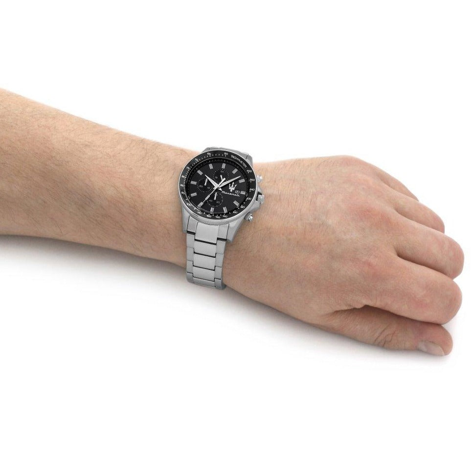 Maserati SFIDA Chronograph Black Dial Silver Steel Strap Watch For Men - R8873640015 Buy Now By Maserati