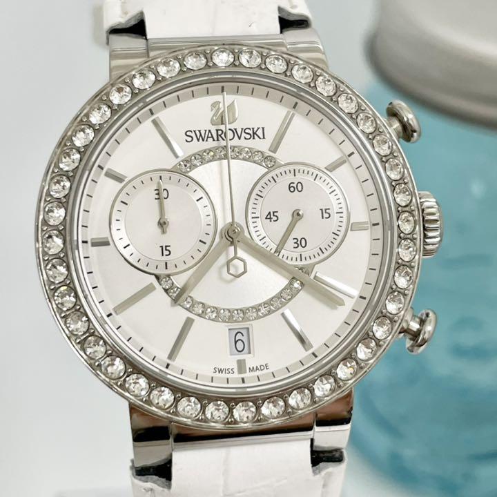 Swarovski Citra Sphere Chronograph White Dial White Leather Strap Watch for Women - 5027127 Buy Now By Swarovski