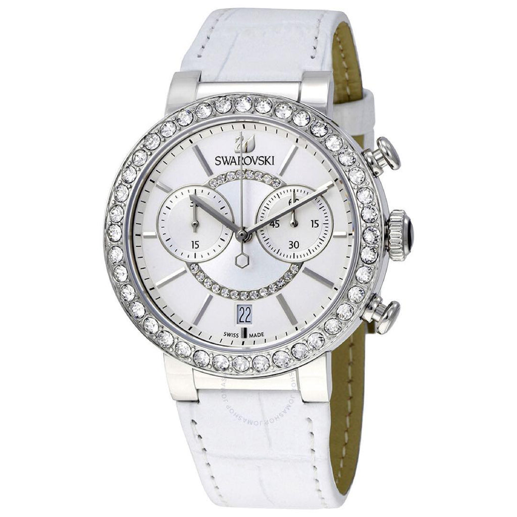 Swarovski Citra Sphere Chronograph White Dial White Leather Strap Watch for Women - 5027127 Buy Now By Swarovski