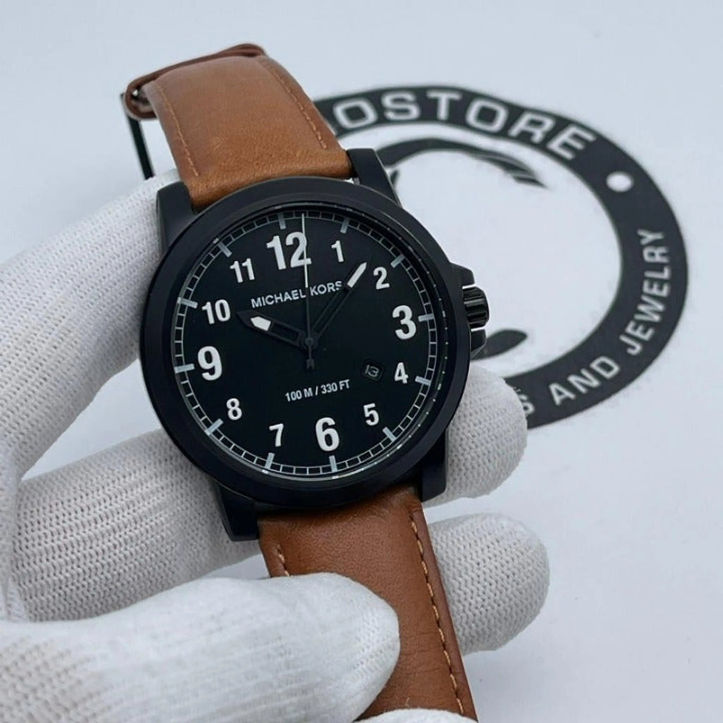 Michael Kors Paxton Analog Black Dial Brown Rubber Strap Watch For Men - MK8502 Buy Now By Michael Kors