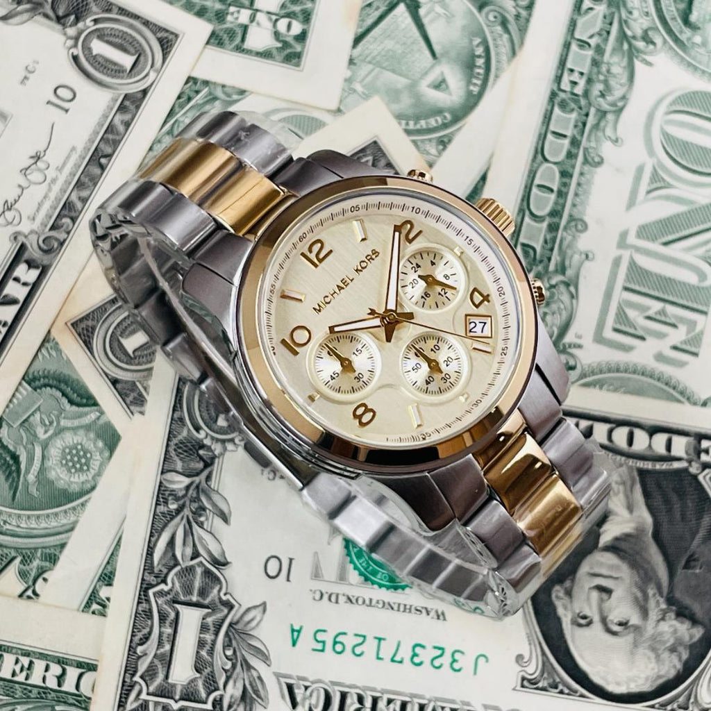 Michael Kors Runway Gold Dial Two Tone Steel Strap Watch for Women - MK5137 Buy Now By Michael Kors