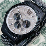 Michael Kors Lexington Chronograph Crystals Silver Dial Black Steel Strap Watch for Men - MK8605 Buy Now By Michael Kors