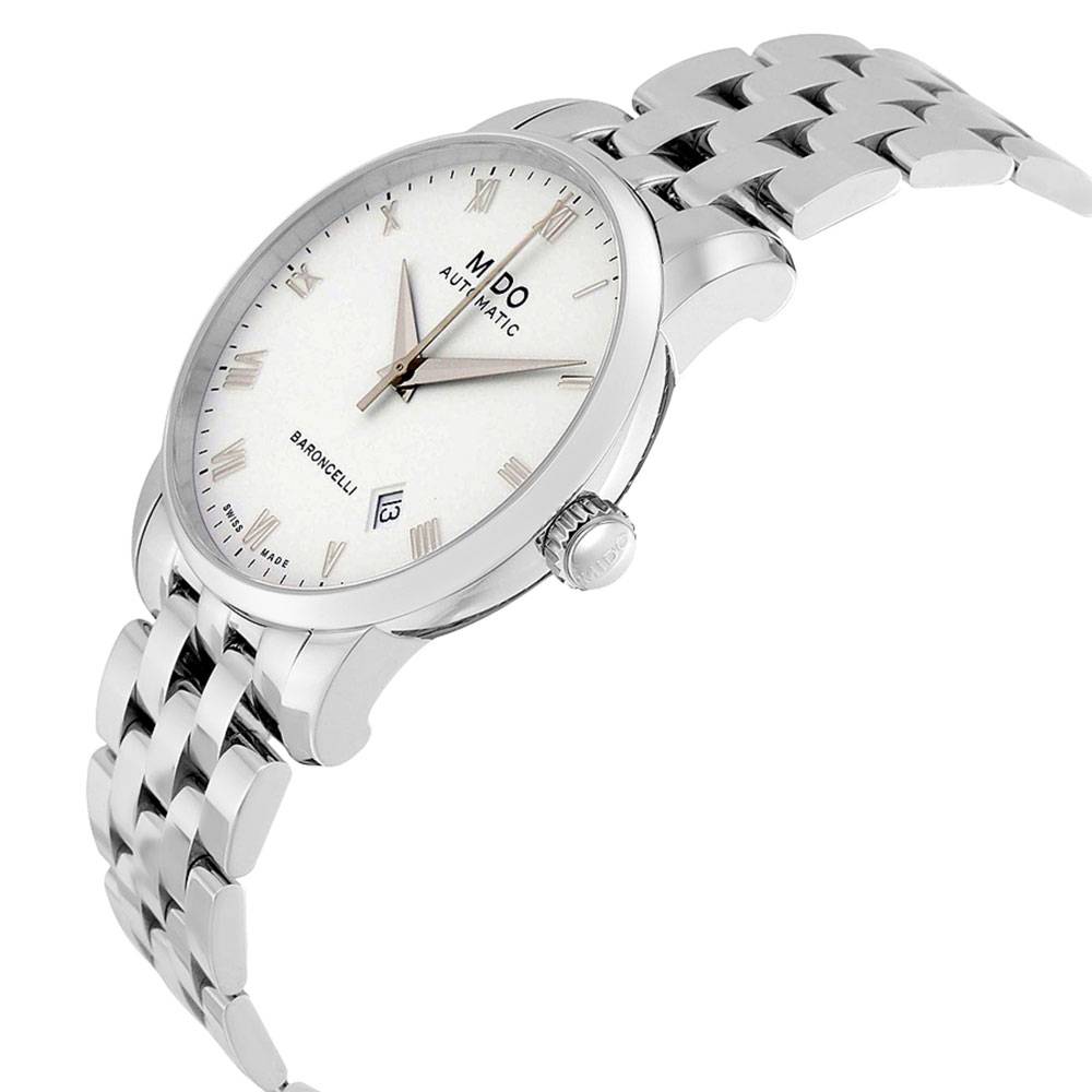 Mido Baroncelli II Automatic White Dial Silver Steel Strap Watch For Men - M8600.4.26.1 Buy Now By Mido