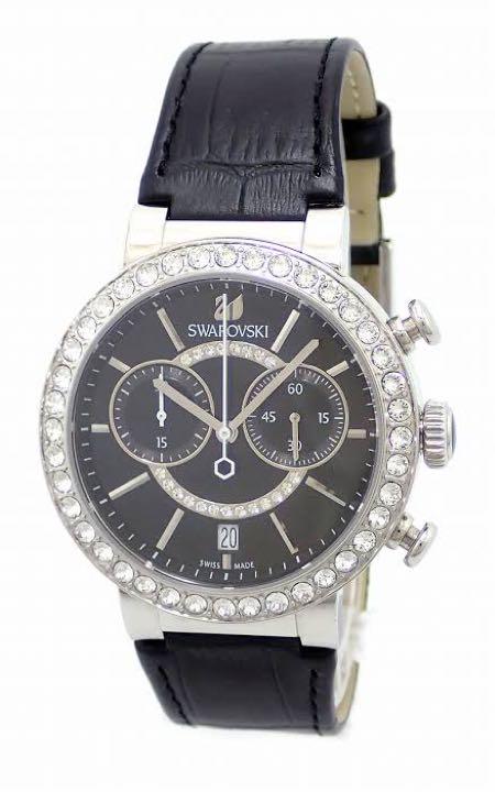 Swarovski Citra Sphere Chronograph Black Dial Black Leather Strap Watch for Women - 5027131 Buy Now By Swarovski