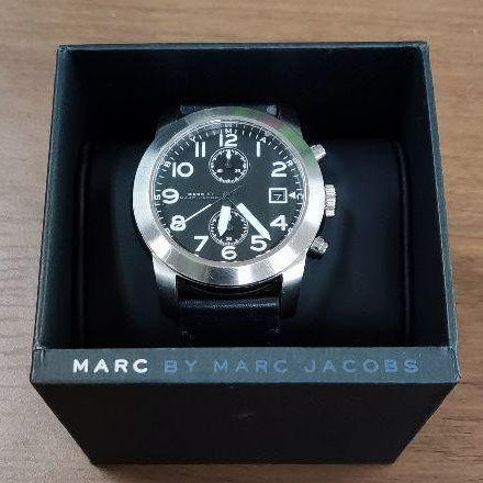 Marc Jacobs Larry Chronograph Black Dial Black Leather Strap Watch for Men - MBM5033 Buy Now By Marc Jacobs