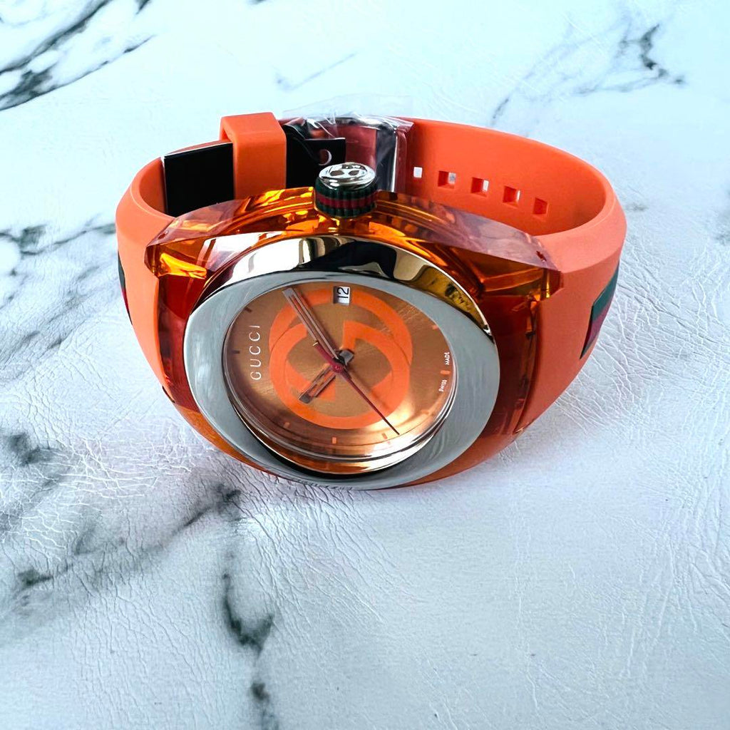 Gucci Sync XXL Quartz Orange Dial Orange Rubber Strap Unisex Watch - YA137108 Buy Now By Gucci