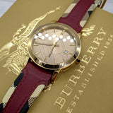 Burberry The City Gold Dial Orange Leather Strap Watch for Women - BU9017 Buy Now By Burberry