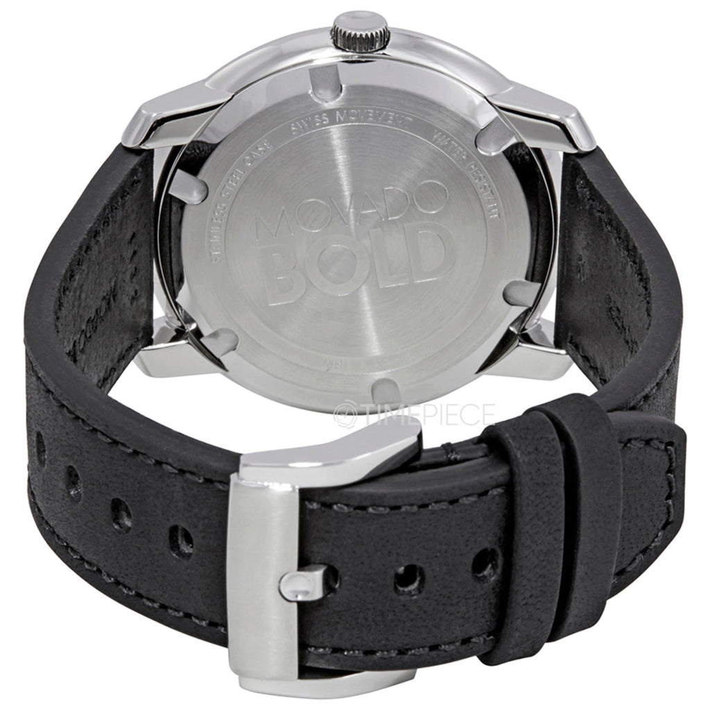 Movado Bold Silver Dial Black Leather Strap Watch For Men - 3600468 Buy Now By Movado